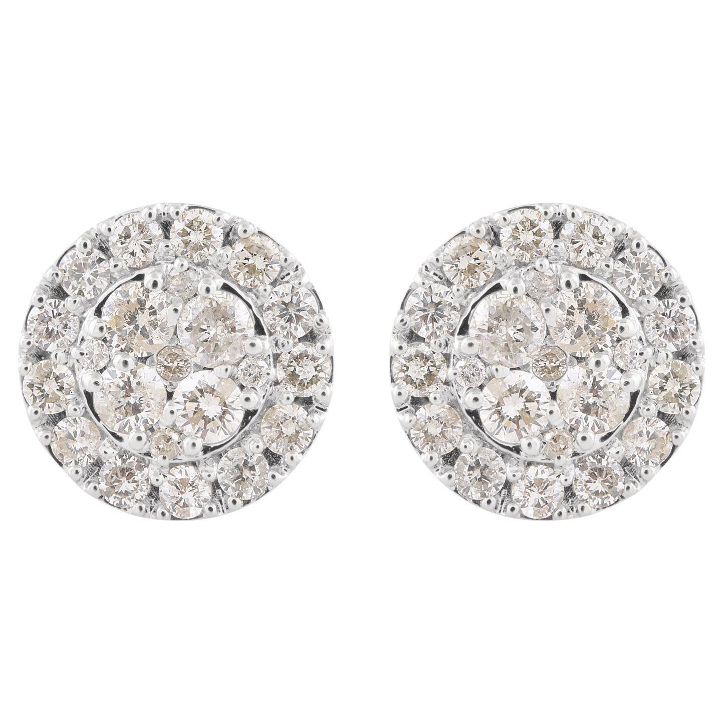 Pendientes de oro blanco de 14 quilates con diamantes naturales de 1,77 quilates SI/HI en venta