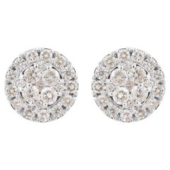 Natural 1.77 Carat SI/HI Diamond Disc Stud Earrings 14k White Gold Fine Jewelry