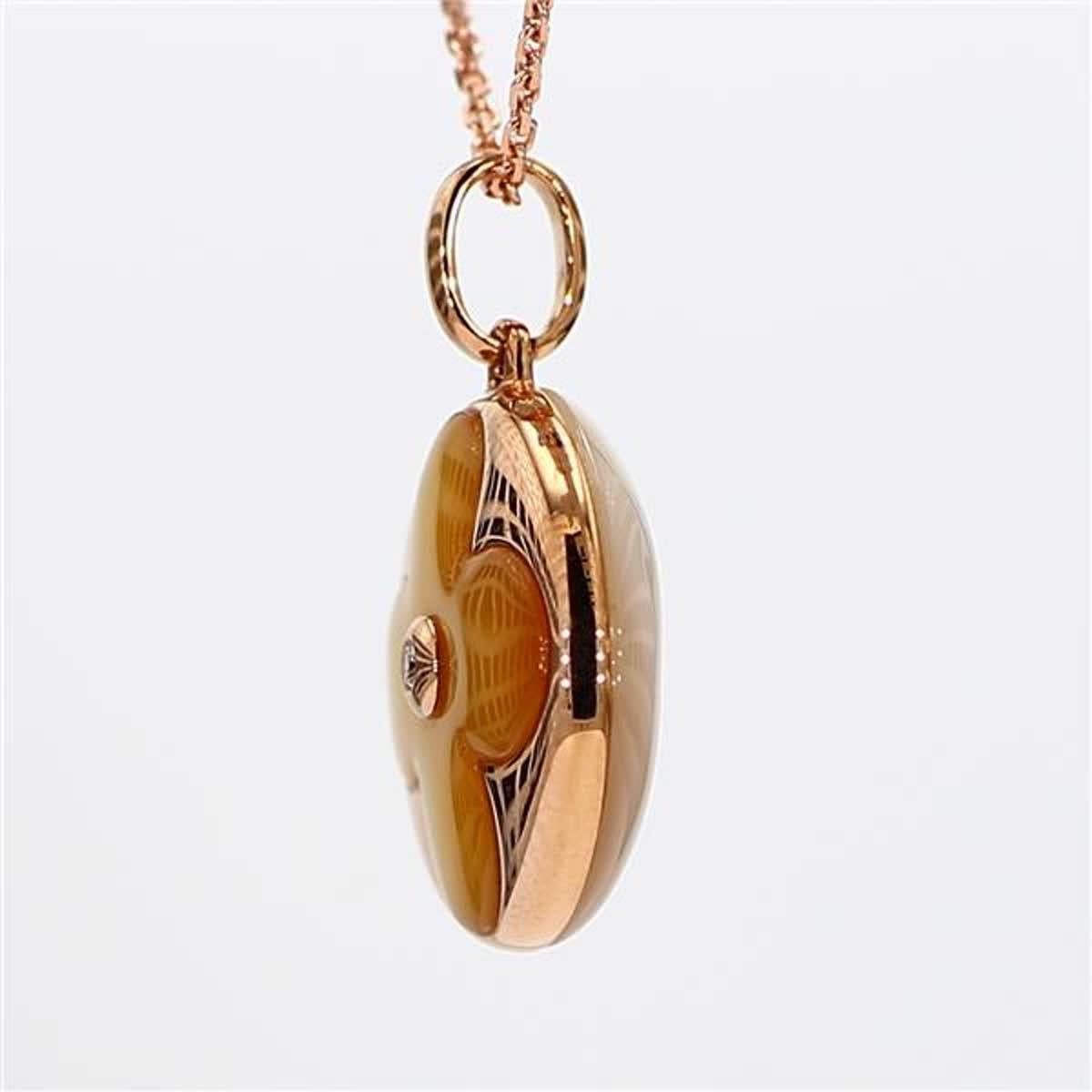 Contemporary Natural Yellow Shell/Pearl and White Diamond 1.78 Carat TW Rose Gold Pendant