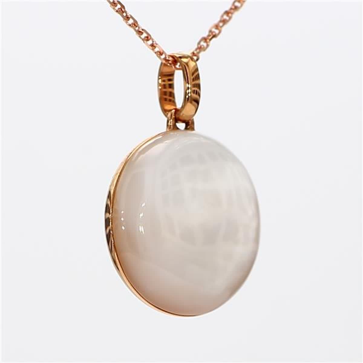 Single Cut Natural Yellow Shell/Pearl and White Diamond 1.78 Carat TW Rose Gold Pendant