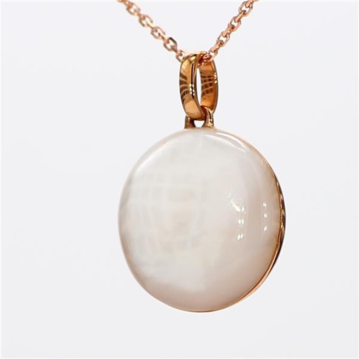 Natural Yellow Shell/Pearl and White Diamond 1.78 Carat TW Rose Gold Pendant In New Condition In New York, NY