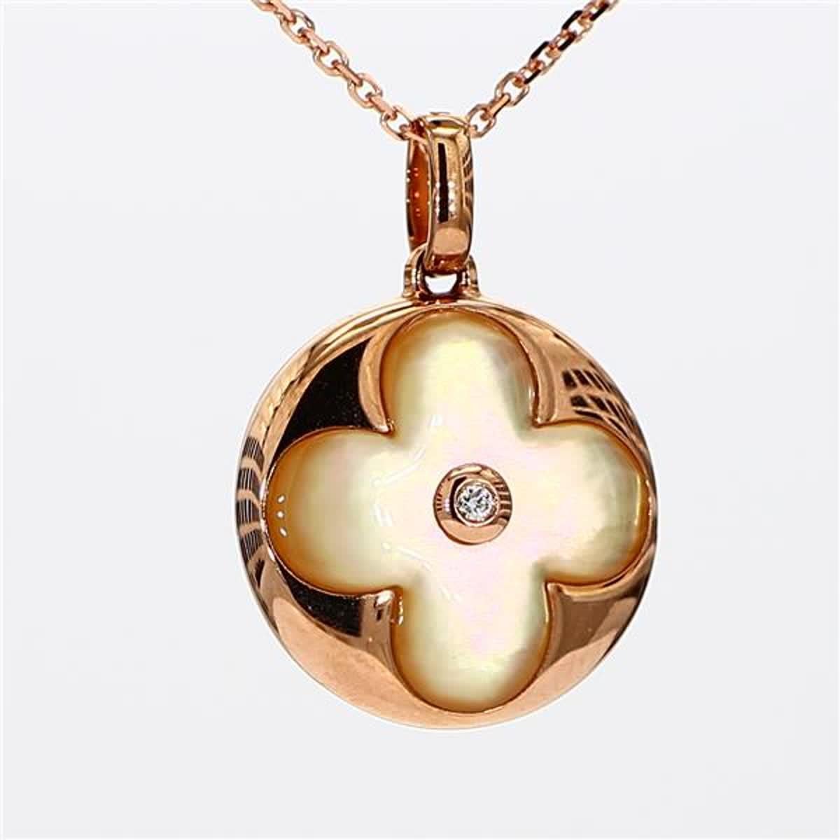 Natural Yellow Shell/Pearl and White Diamond 1.78 Carat TW Rose Gold Pendant 1