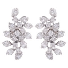 Natürliche 1,77ct SI Reinheit HI Farbe Diamant Cluster Ohrringe 14 Karat Weißgold