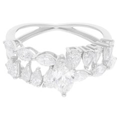 Anillo de diamantes marquesa pera SI/H natural de 1,78 quilates Oro blanco de 18 quilates Joyería fina