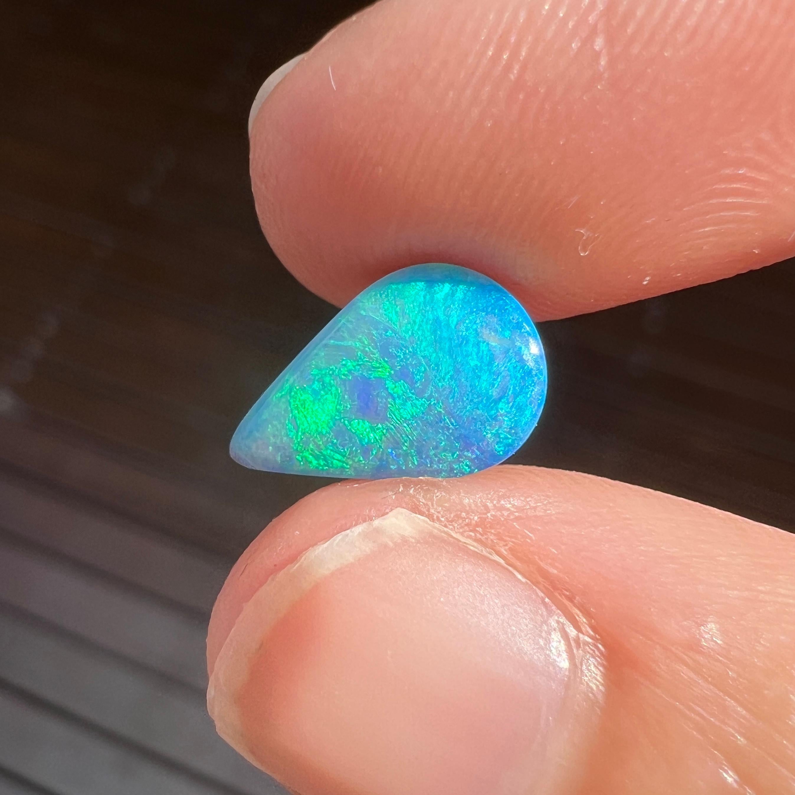 Cabochon Natural 1.78 Ct Australian boulder opal mined by Sue Cooper For Sale