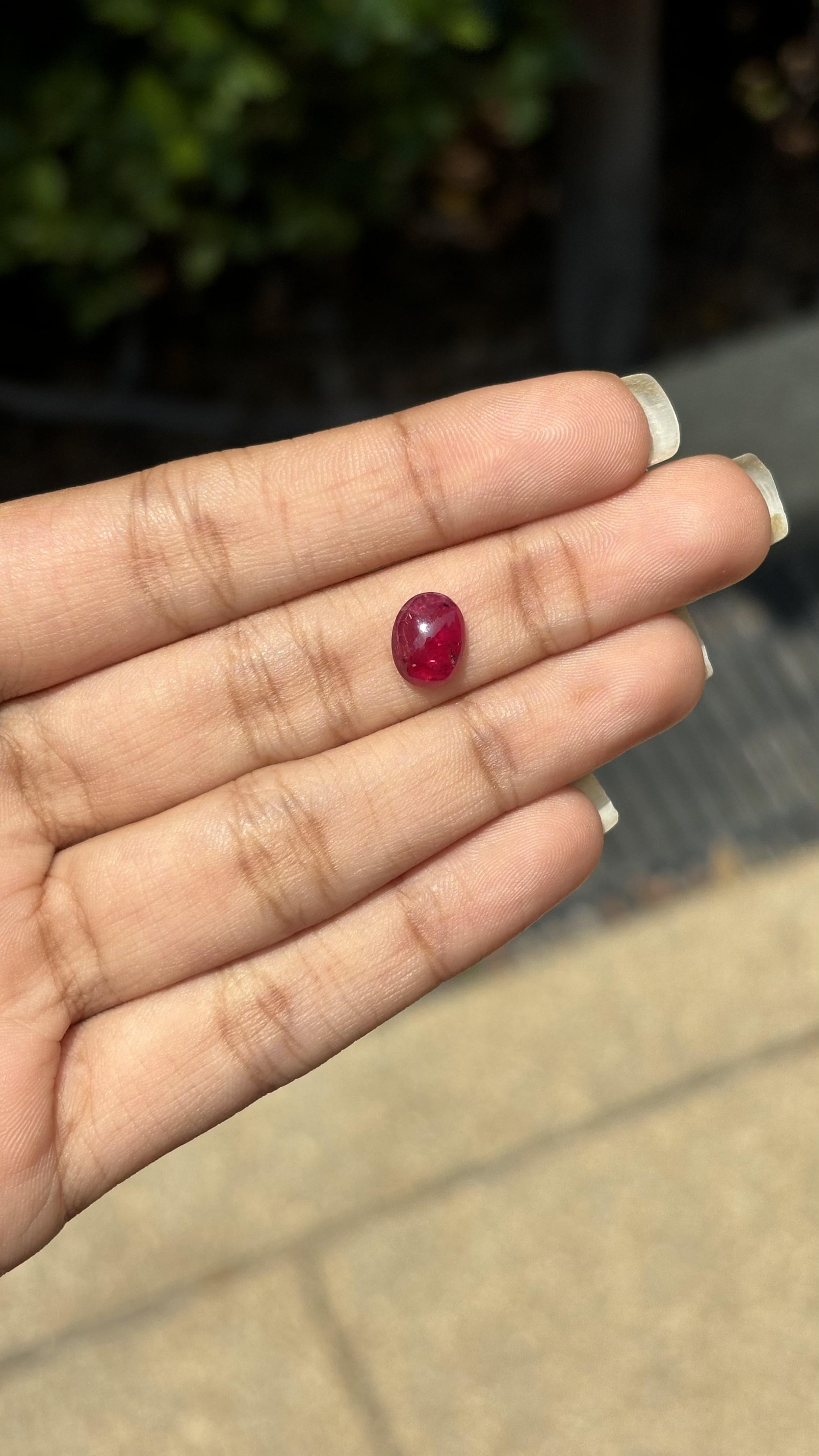 Natural 1.79 Carat Sugarloaf Ruby stone For Sale 1