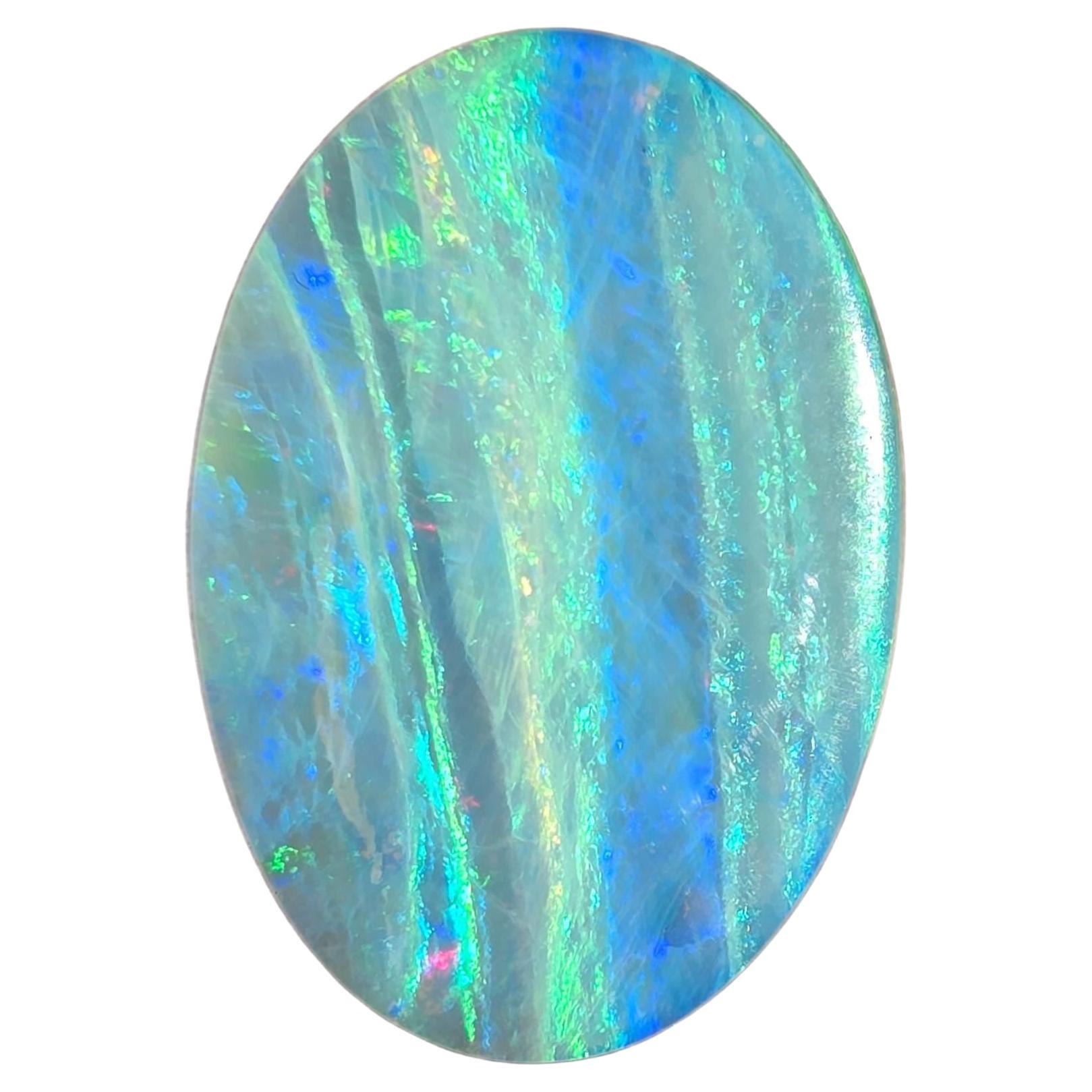 Natural 17.99 Ct Australian stripy green-blue boulder opal mined by Sue Cooper For Sale