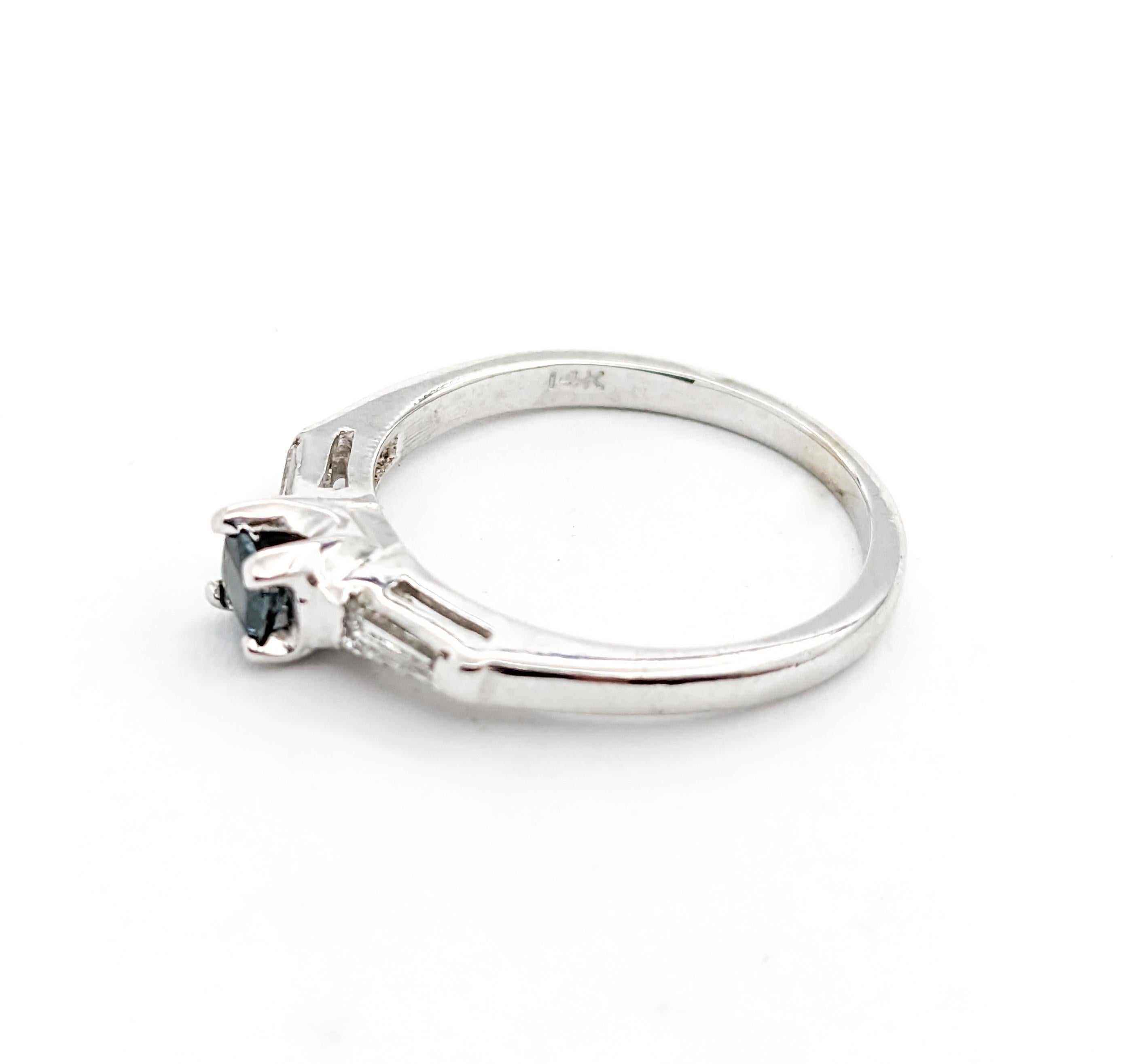 For Sale:  Natural .17ct Brazilian Alexandrite & Baguette Diamond Ring In White Gold 11