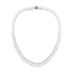 Natural 18 Carat SI/HI Pear Marquise Diamond Fine Necklace 14 Karat White Gold