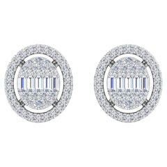 Clous d'oreilles en or blanc 10 carats avec diamants naturels de 1,80 carat de pureté SI de couleur hi-colore