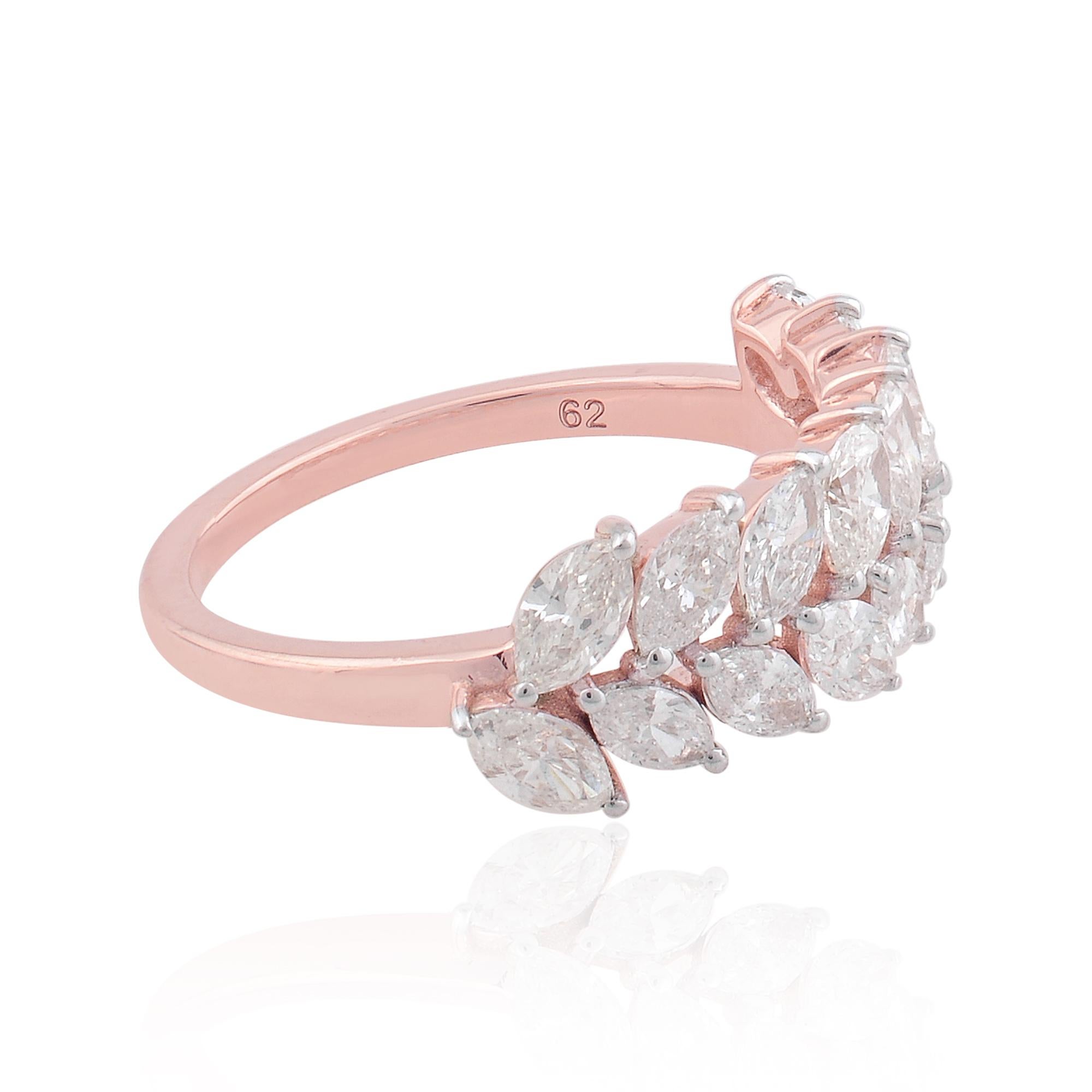 Alianza de boda con diamante marquesa natural de 1,80 quilates SI/H macizo de oro rosa de 18 quilates Moderno en venta