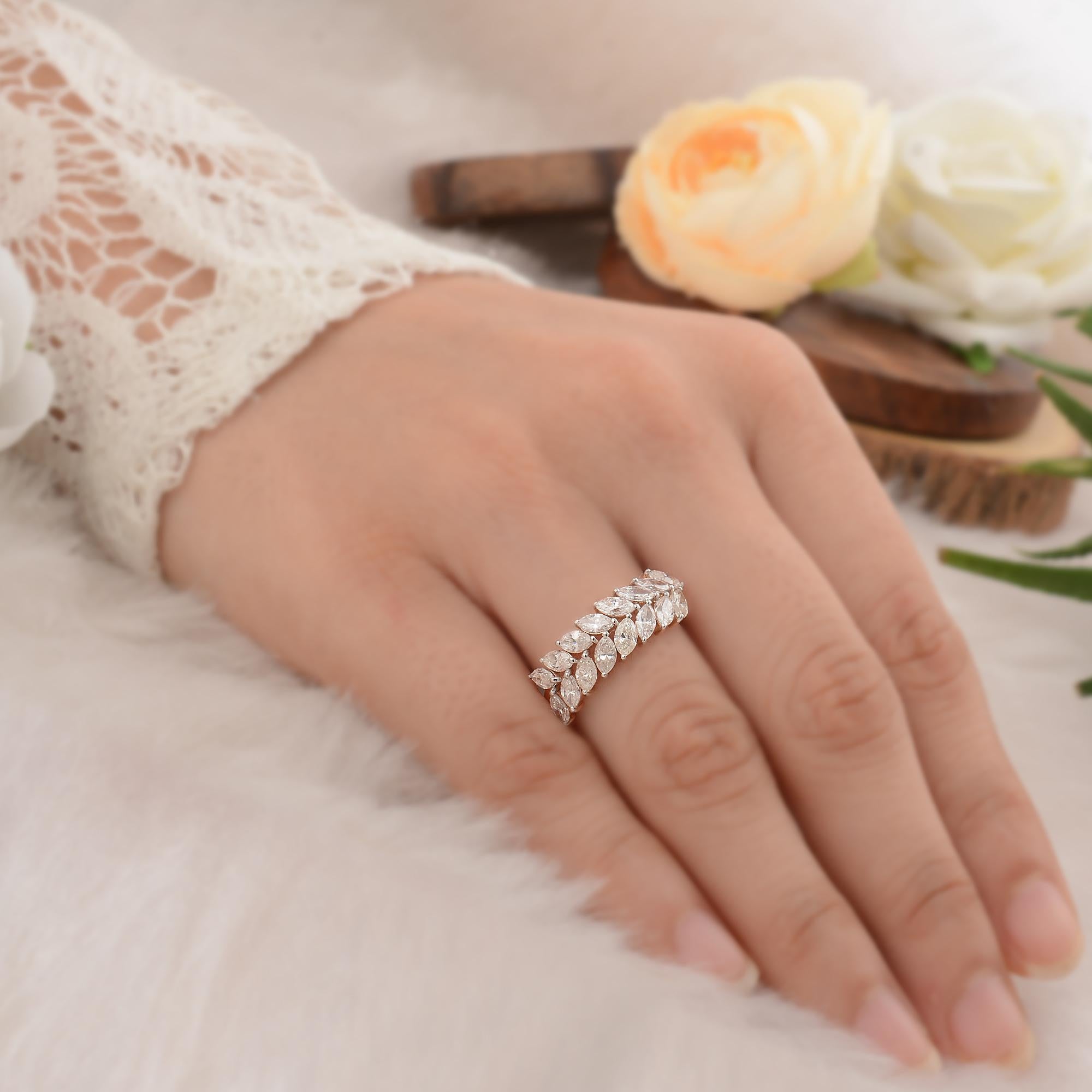 Alianza de boda con diamante marquesa natural de 1,80 quilates SI/H macizo de oro rosa de 18 quilates Corte marquesa en venta