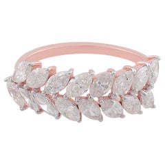Alianza de boda con diamante marquesa natural de 1,80 quilates SI/H macizo de oro rosa de 18 quilates