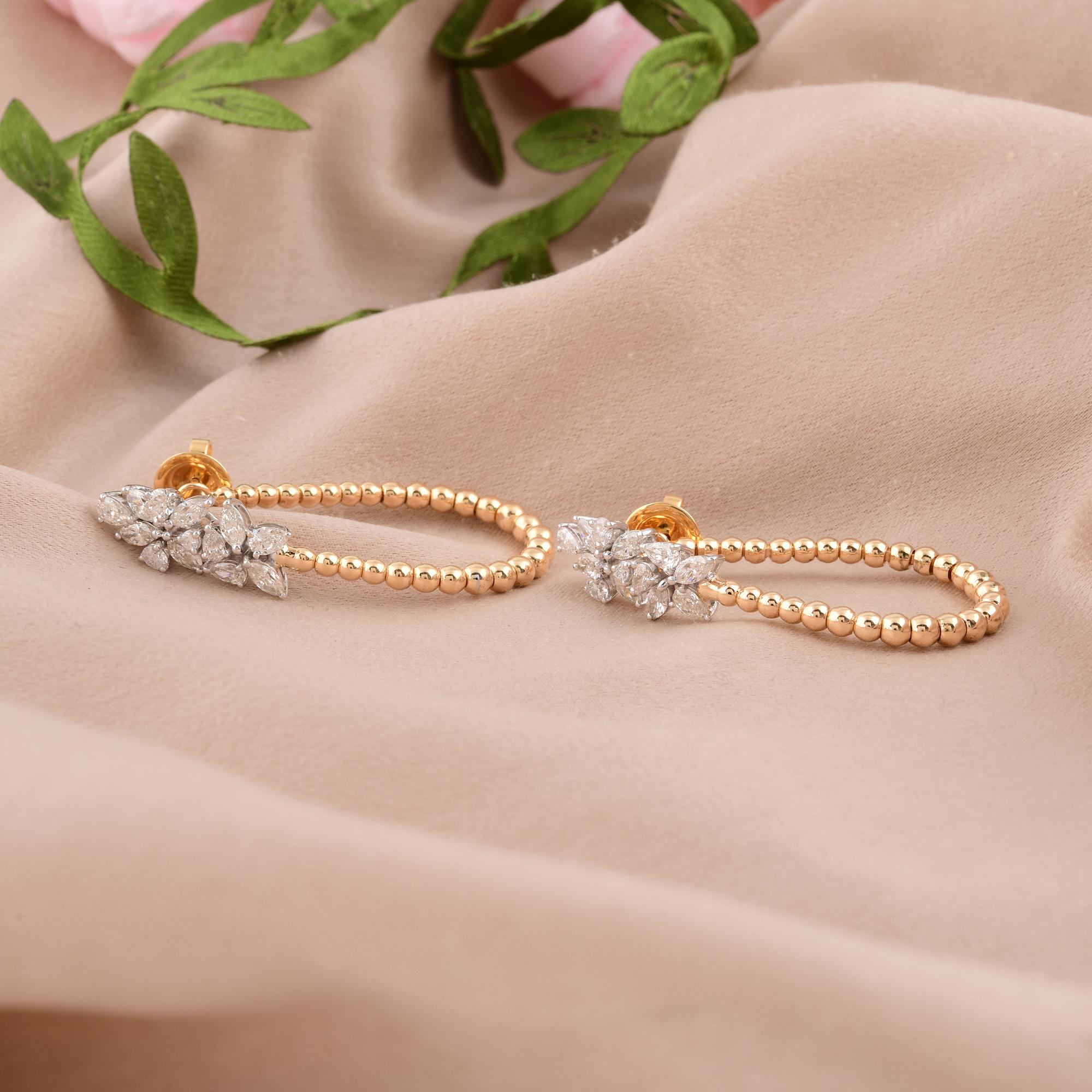 Moderne Boucles d'oreilles en or blanc 14 carats avec diamants de formes multiples SI/H de 1,80 carat en vente