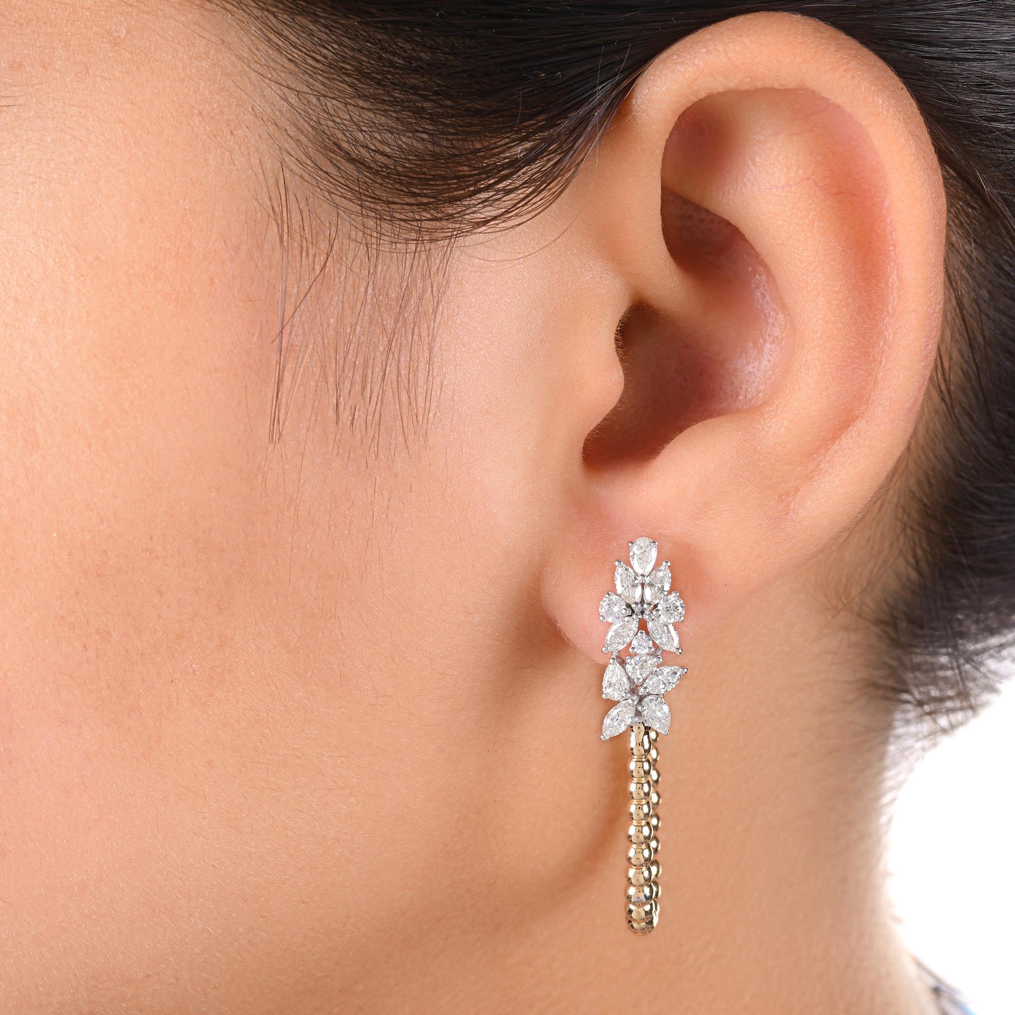 Taille Marquise Boucles d'oreilles en or blanc 14 carats avec diamants de formes multiples SI/H de 1,80 carat en vente