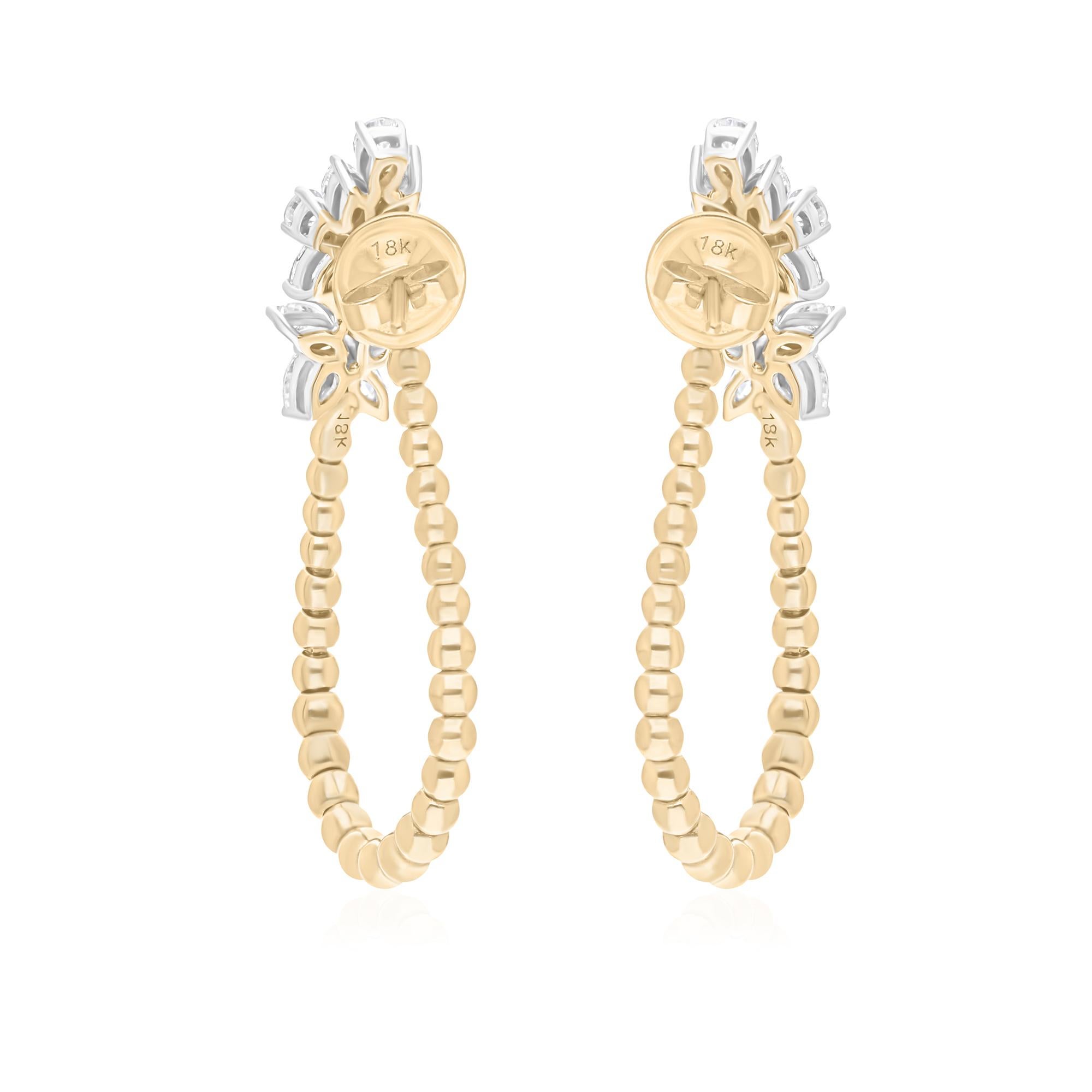 Boucles d'oreilles en or blanc 14 carats avec diamants de formes multiples SI/H de 1,80 carat Neuf - En vente à Diera, Dubai