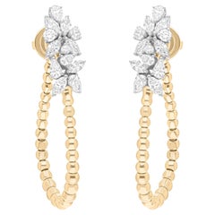 Pendientes de diamantes multiforma SI/H naturales de 1,80 quilates Joyas de oro blanco de 14 quilates