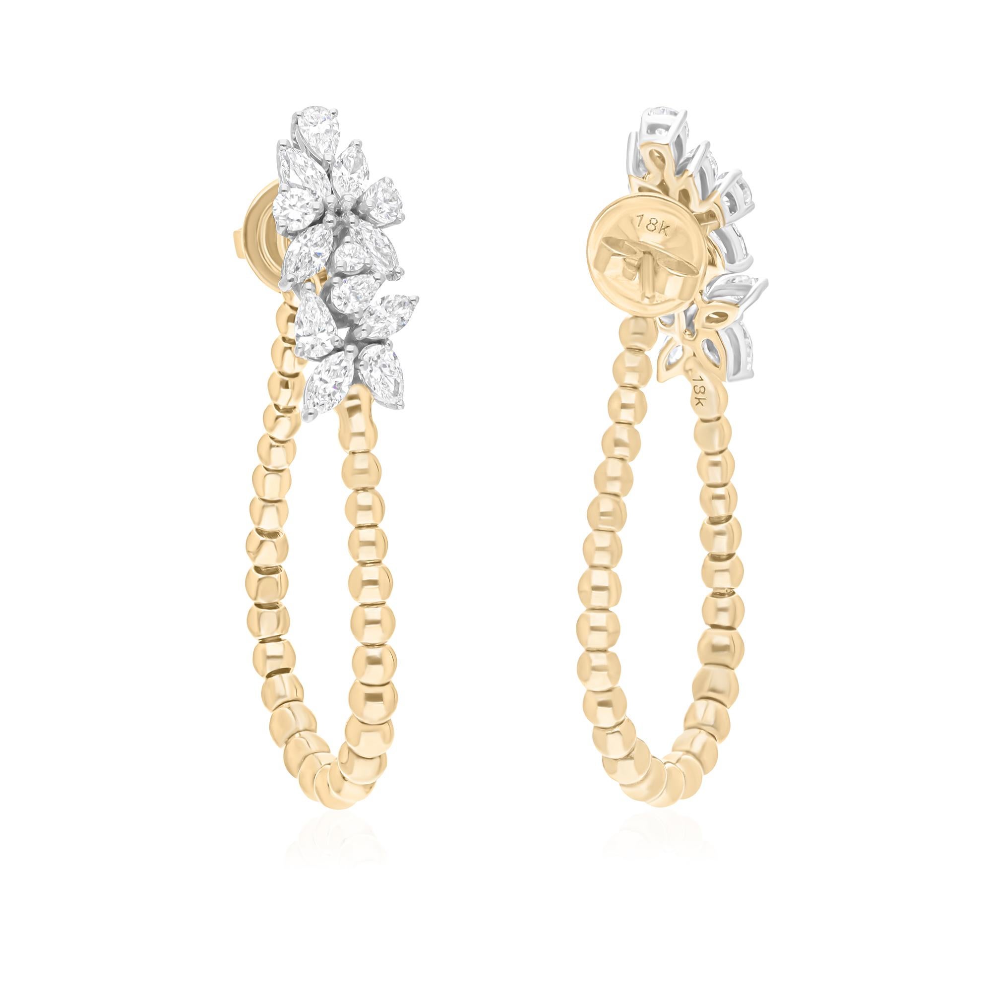 Coulées dans de l'or 18 carats, ces boucles d'oreilles exquises sont serties de 1,80 carats de diamants étincelants.

Suivez la vitrine de Spectrum Jewels pour découvrir la dernière collection et les pièces exclusives. Spectrum Jewels est fièrement
