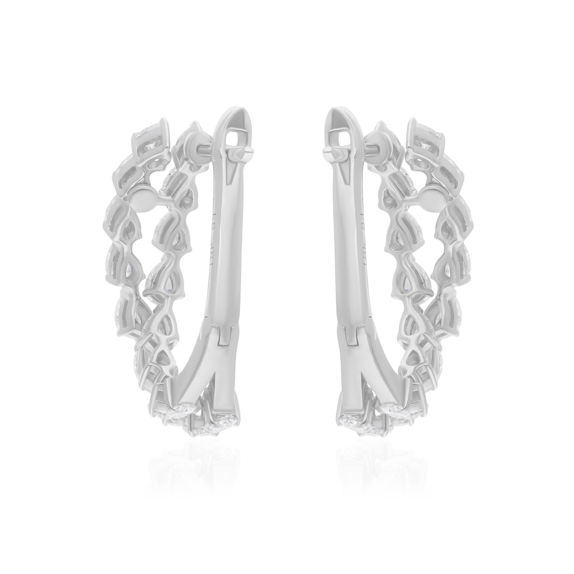 Natural 1.80 Carat SI/H Pear Shape Diamond Earrings 18 Karat White Gold Jewelry In New Condition For Sale In Diera, Dubai