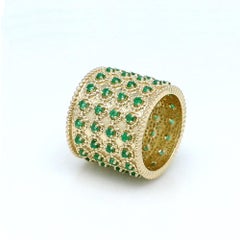 Natural 1.80 Carat Zambian Emerald Band Ring 18 Karat Yellow Gold Jewelry