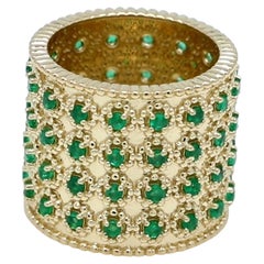 Natural 1.80 Carat Zambian Emerald Band Ring 18 Karat Yellow Gold Jewelry