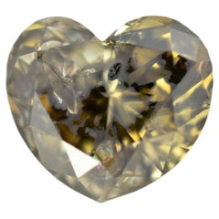 Natural 1.80ct Gia Fancy Dark Brown Green Yellow Heart Brilliant Loose Diamond