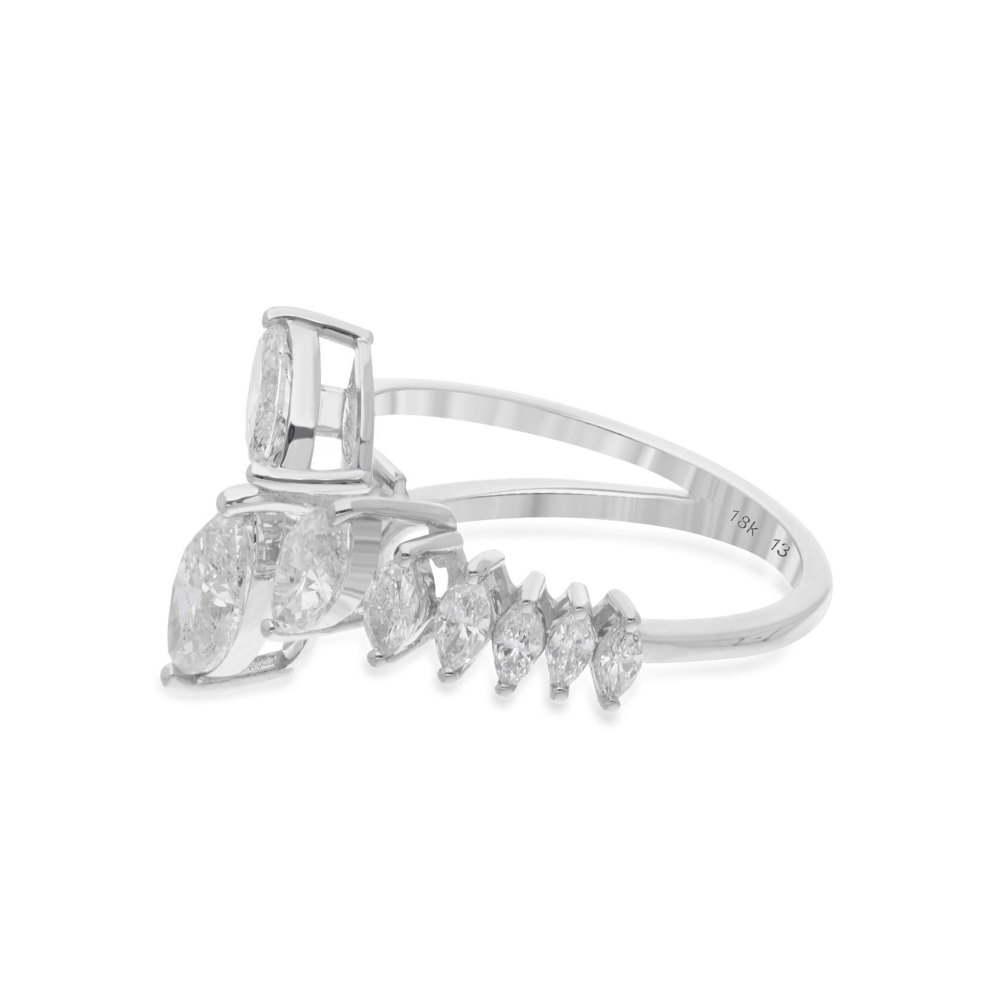 Indulge in the epitome of sophistication and luxury with the Natural 1.81 Carat Marquise Shape Diamond Cuff Ring, meticulously crafted in exquisite 18 Karat White Gold. This stunning ring is a true testament to timeless beauty and refined