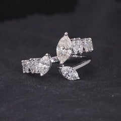 Natural 1.81 Carat Marquise Shape Diamond Cuff Ring 18 Karat White Gold Jewelry