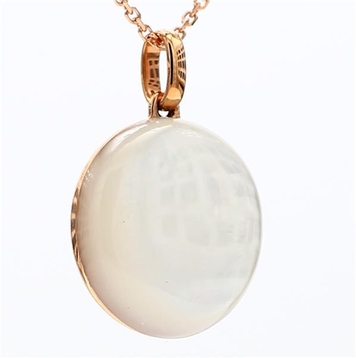 Single Cut Natural Pink Shell/Pearl and White Diamond 1.82 Carat TW Rose Gold Drop Pendant For Sale