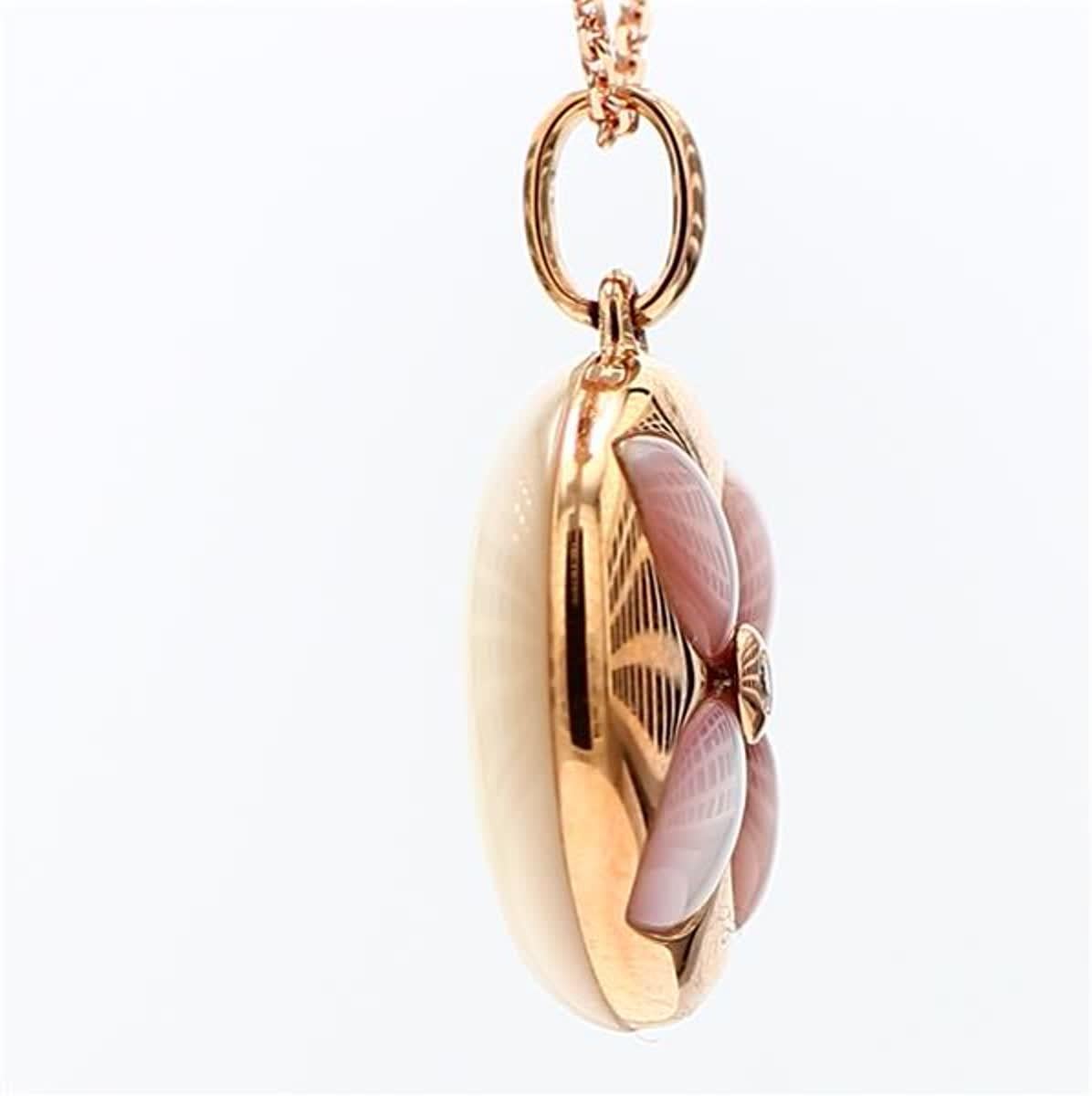 Women's Natural Pink Shell/Pearl and White Diamond 1.82 Carat TW Rose Gold Drop Pendant For Sale