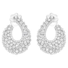 Pendientes de aro con diamantes naturales de 1,81 quilates, claridad SI y color HI, en oro blanco de 18 quilates