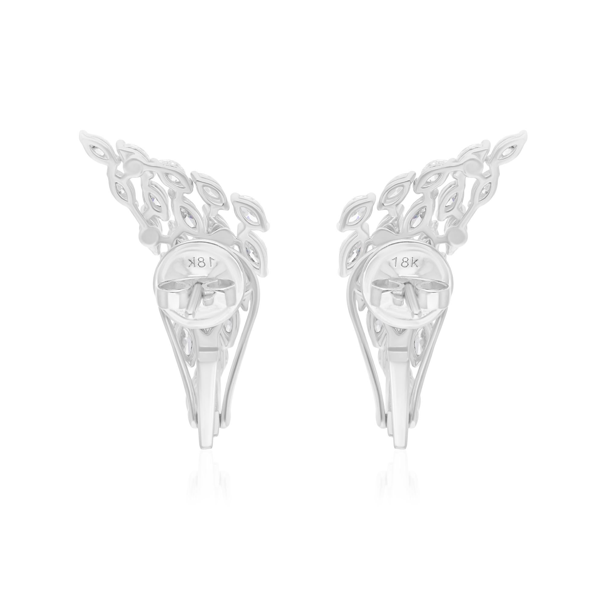 Natürlicher 1,82 Karat SI/H Marquise Brillantschliff Diamant-Ohrringe 14k Weißgold im Zustand „Neu“ im Angebot in Diera, Dubai