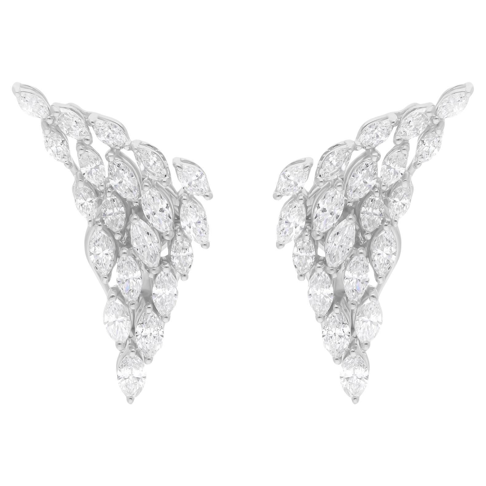 Nature 1.82 Carat SI/H Marquise Brilliante Boucles d'oreilles en or blanc 18k