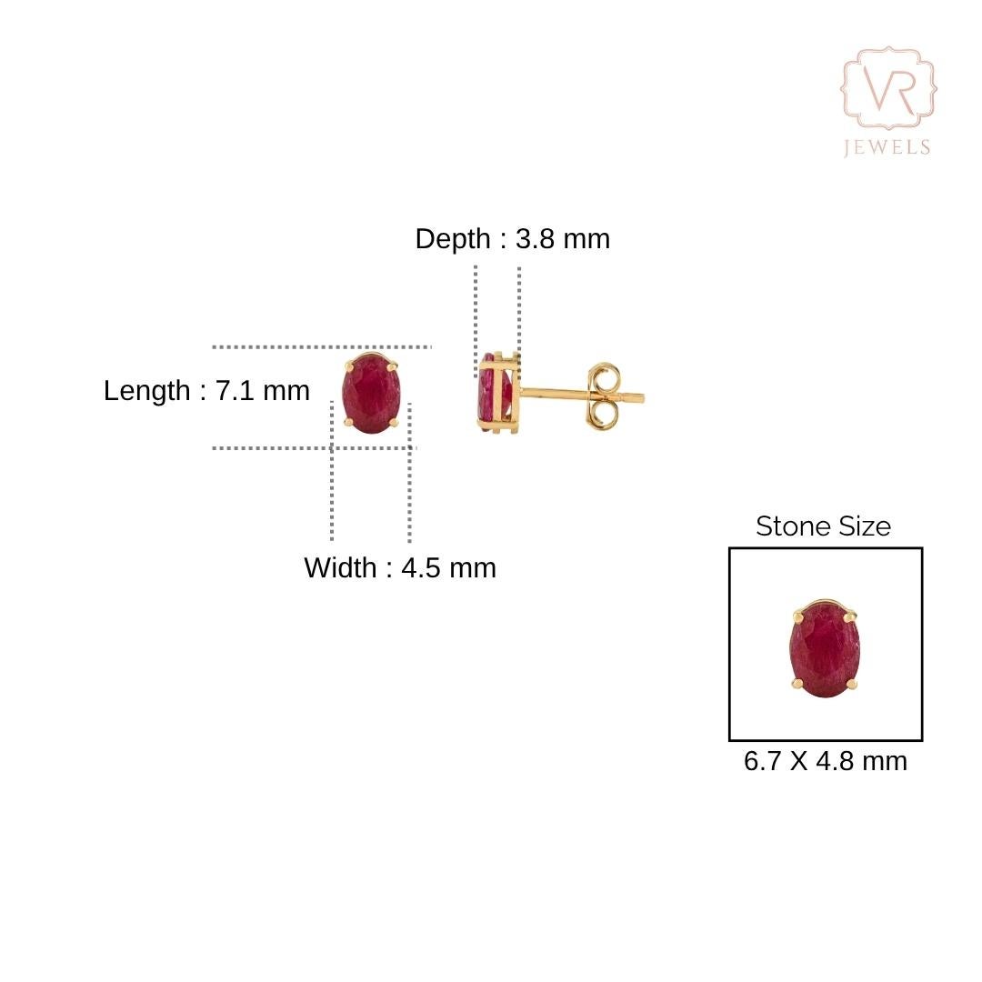 Orecchini con rubino solitario ovale da 1,82 carati in oro giallo 14 carati Regalo di Natale in vendita 5