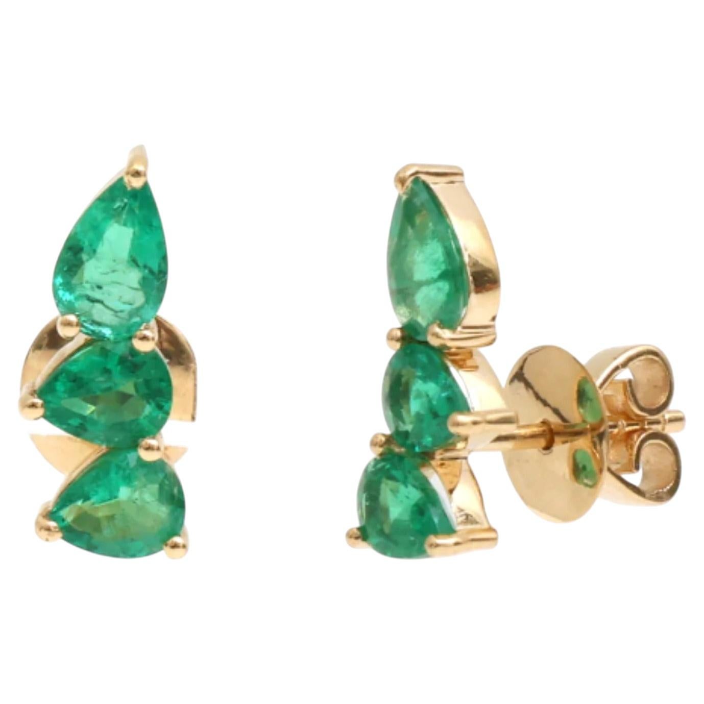 Natural 1.83cts Emerald Earring in 14k Gold