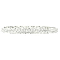 Natural 1.85 Carat Diamond Pave 18-Karat 3-Row Bangle Bracelet In Stock