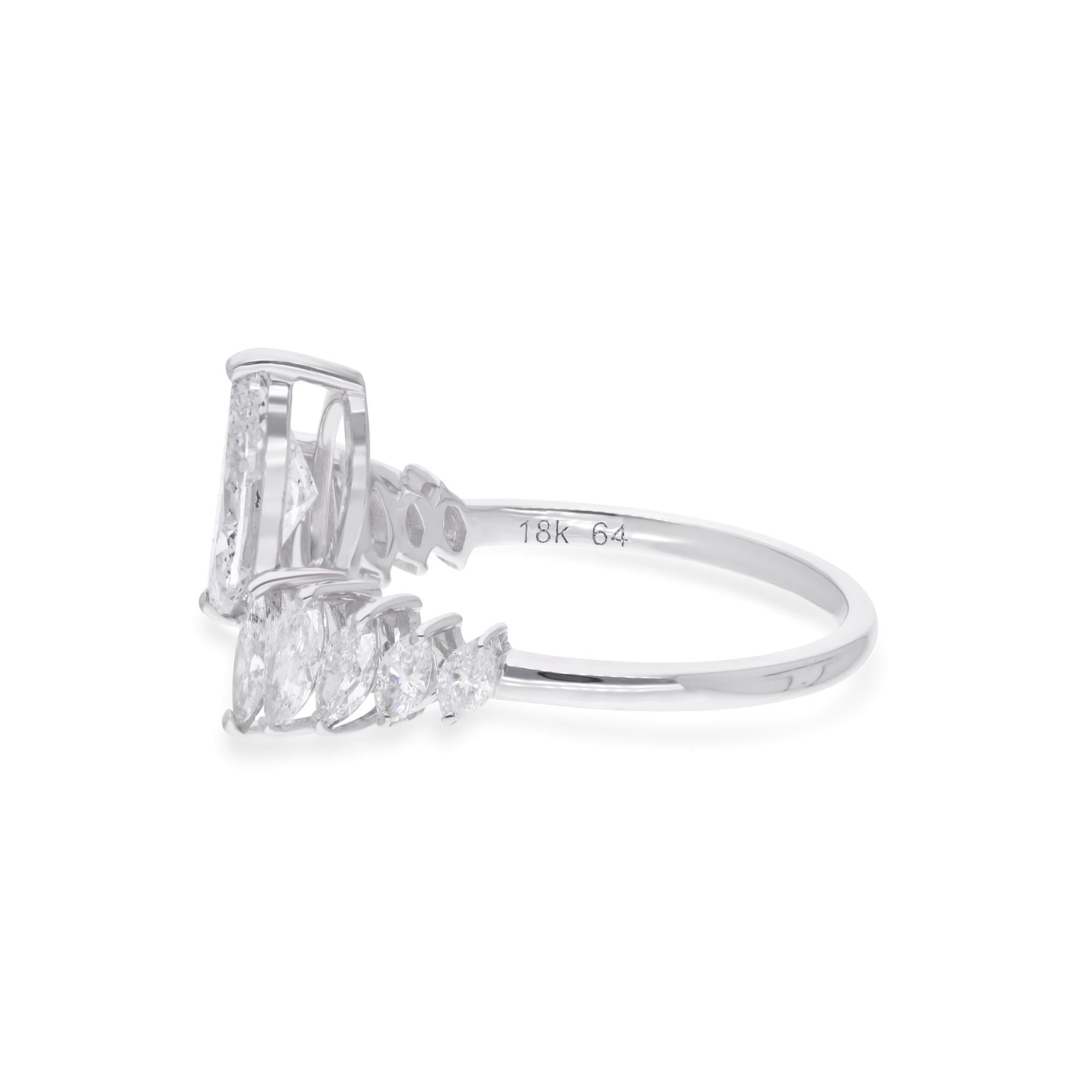 Modern Natural 1.85 Carat Marquise Diamond Wrap Ring 18 Karat White Gold Fine Jewelry For Sale