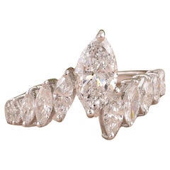 Natural 1.85 Carat Marquise Diamond Wrap Ring 18 Karat White Gold Fine Jewelry