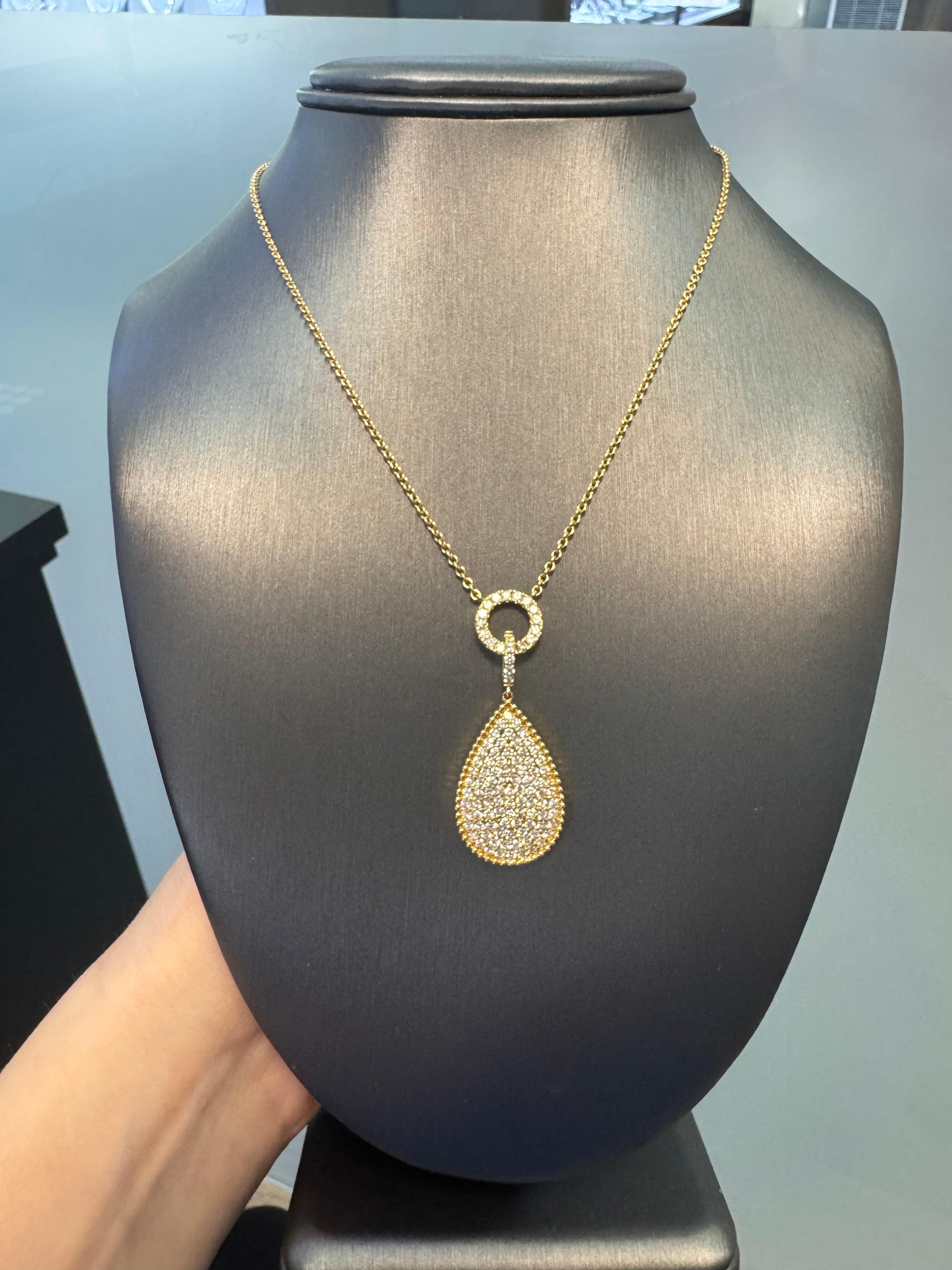 Nature 1,85 carati Pave Diamond 18-Karat Collana a goccia In magazzino in vendita 4