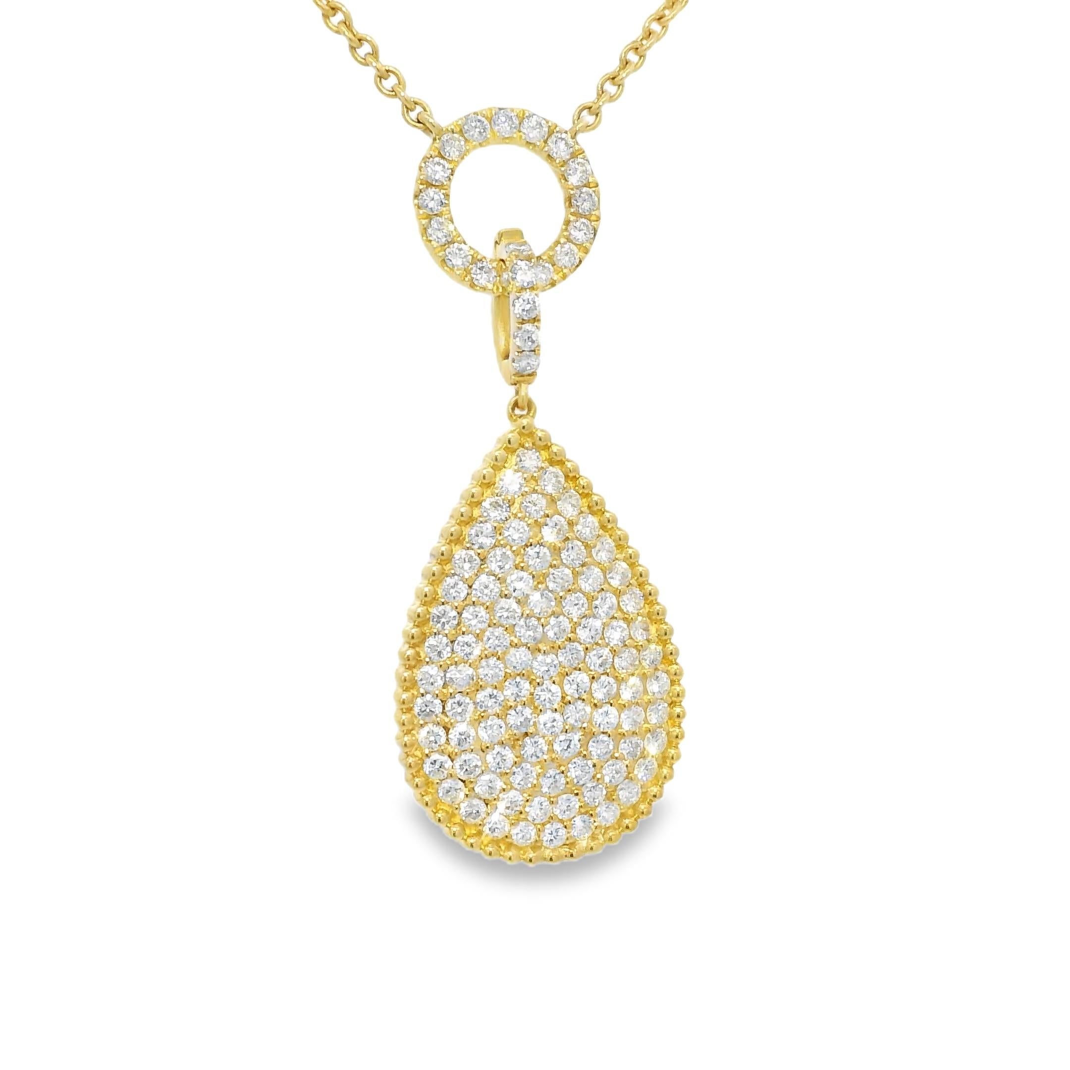 Nature 1,85 carati Pave Diamond 18-Karat Collana a goccia In magazzino In condizioni ottime in vendita a Boca Raton, FL