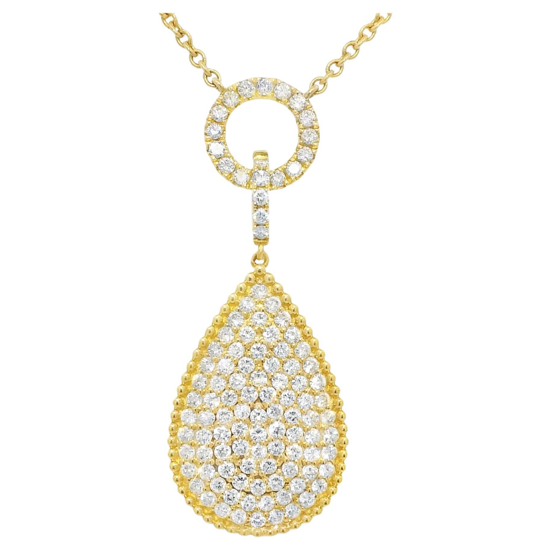 Nature 1,85 carati Pave Diamond 18-Karat Collana a goccia In magazzino