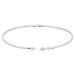 Natural 1.85 Carat Pear Diamond Choker Necklace 14 Karat White Gold Fine Jewelry