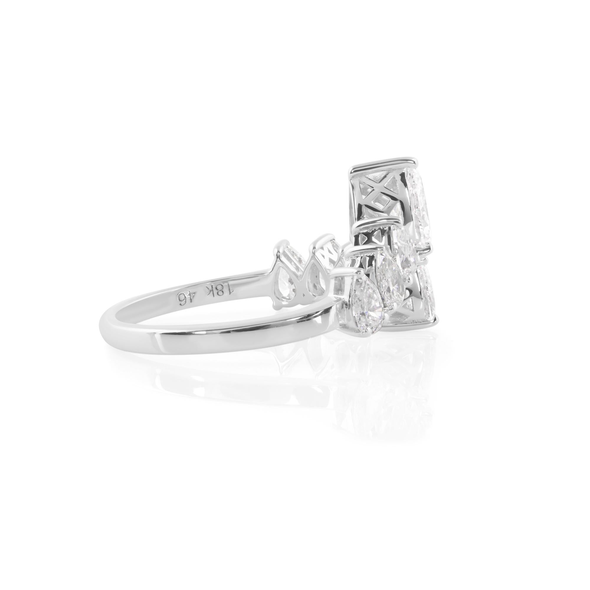 Natural 1.85 Carat Pear Diamond Wrap Ring 14 Karat White Gold Handmade Jewelry In New Condition For Sale In Diera, Dubai
