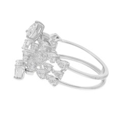 Natural 1.85 Carat SI/H Pear Shape Diamond Cuff Ring 14 Karat White Gold Jewelry