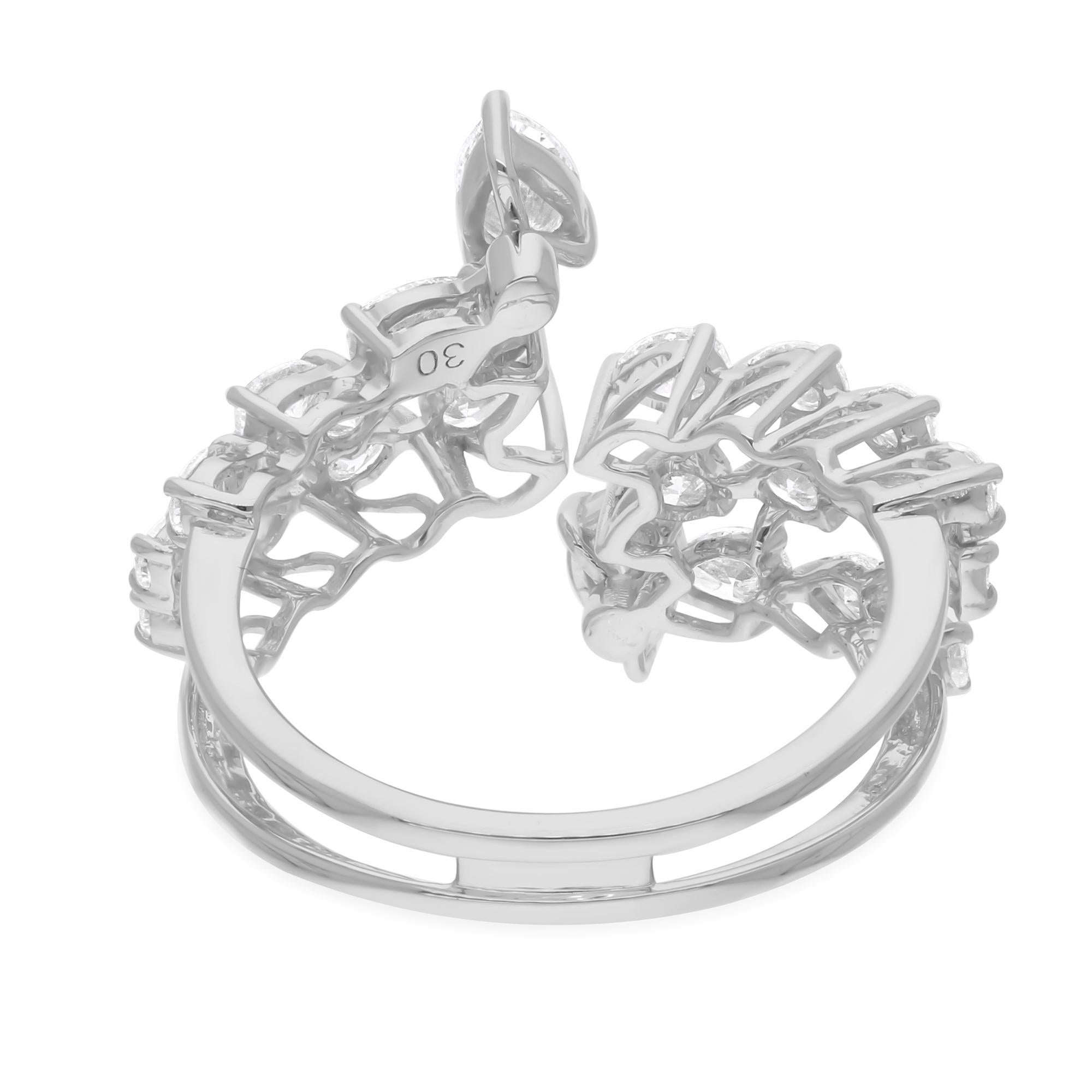 Taille poire Bague manchette en or blanc 14 carats avec diamants naturels en forme de poire de 1,85 carat SI/H en vente