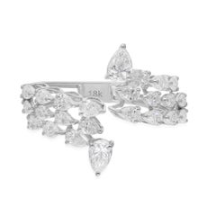 Natürlicher natürlicher 1,85 Karat SI/H birnenförmiger Diamant-Manschettenring aus 18 Karat Weißgold Schmuck