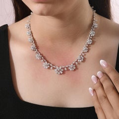 Natural 18.59 Carat SI Clarity HI Color Diamond Necklace 18 Karat White Gold