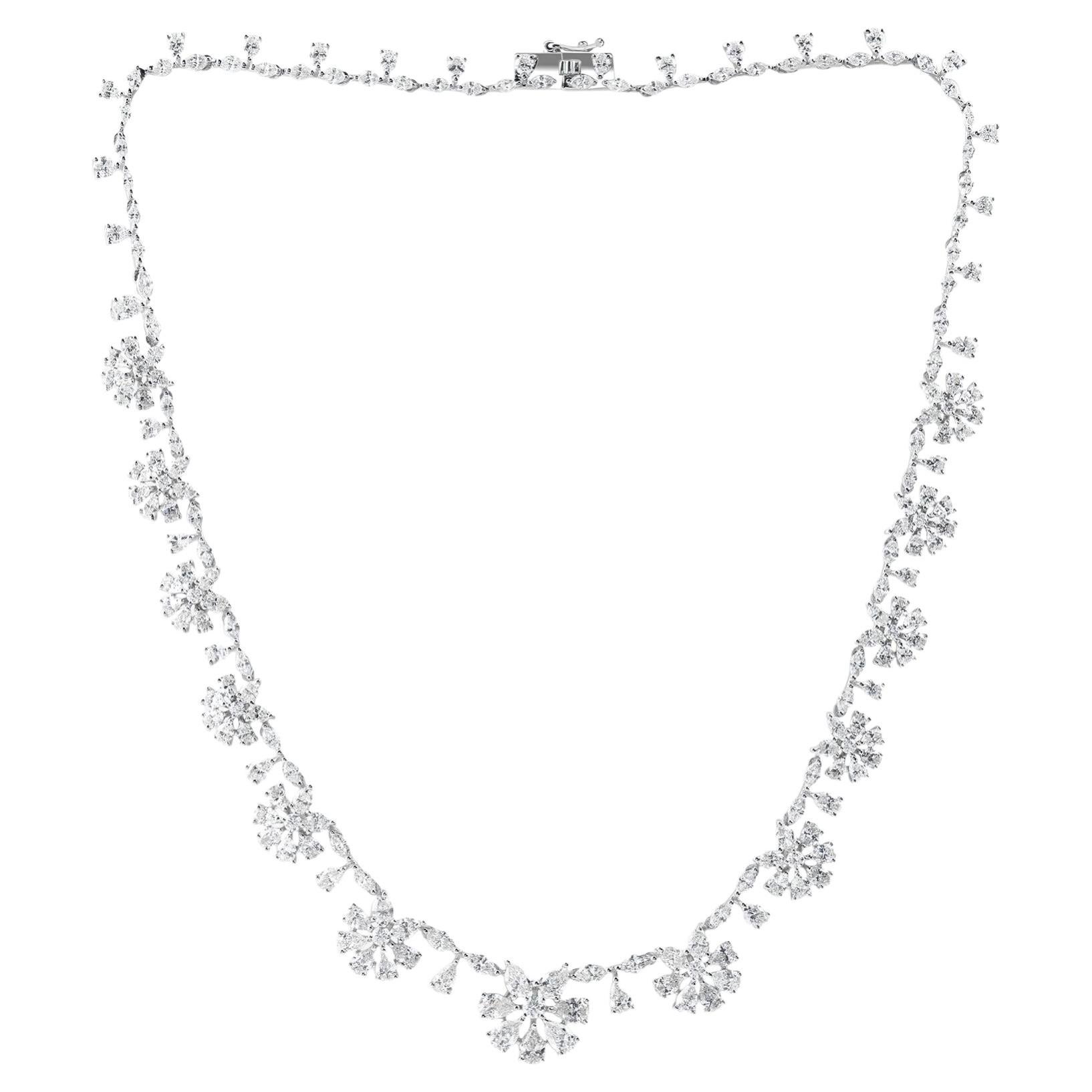 Collar de Diamantes 18,59 Quilates Naturales Claridad SI Color HI Oro Blanco 18 Kilates