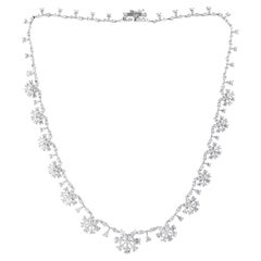 Natural 18.59 Carat SI Clarity HI Color Diamond Necklace 18 Karat White Gold