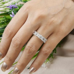 Natural 1.85ct Emerald Cut Diamond Half Eternity Band Ring 14 Karat White Gold